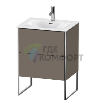 Напольная тумба под раковину Duravit XSquare 234463 с 2 ящиками и регулируемыми ножками, цвет Flannel Grey (XS452209090) - фото 1