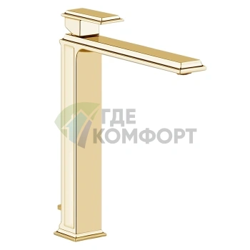 Смеситель для раковины Gessi Eleganza: высокий, с донным клапаном, шлифованное золото (46003#087) - фото 1
