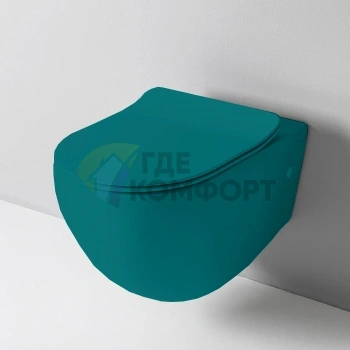 Подвесной унитаз ARTCERAM FILE 2.0 безободковый 520x360 мм с крепежом цвет Green Foresta (FLV004 43 00) - фото 1