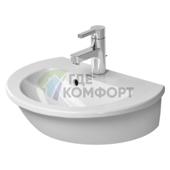 Раковина для рук Duravit Darling New с переливом, 1 отверстие под смеситель, 470x345 мм, белая (731470000) - фото 3