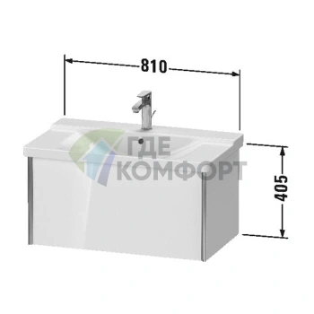 Подвесная тумба Duravit XViu 405x810x469 мм: стиль и функциональность для вашей ванной (XV40160B122) - фото 2