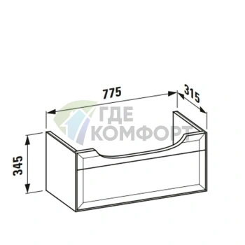 Подвесная тумба Laufen New Classic 780 мм с глянцевым фасадом для раковины 813855 (4.0604.1.085.631.1) - фото 2