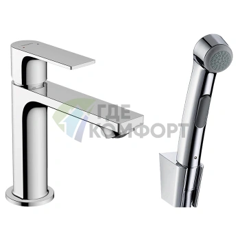 Смеситель для раковины Hansgrohe Rebris E 110 с гигиеническим душем в хромированном исполнении (72216000) - фото 1