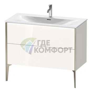 Подвесная тумба Duravit XViu с 2 ящиками — 591x1010x480 мм, цвет белый глянцевый/champagne matt (XV43030B122) - фото 1