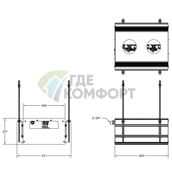 Линейный профиль GESSI BINARIO 460 мм для 2 модулей с Easy-Fix в цвете Black XL (61123#299) - фото 2
