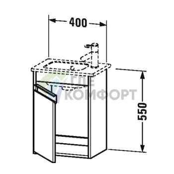 База под раковину Duravit Ketho 550x400x285, 1 дверка, белый матовый (KT6417L1818) - фото 2