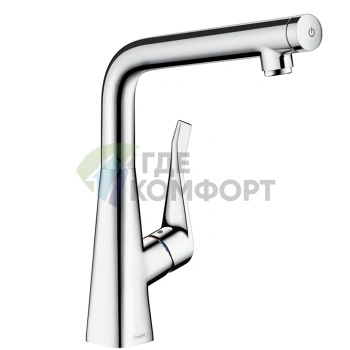 Смеситель для кухни Hansgrohe Metris Select: хром, поворотный излив, кнопка включения воды (14883000) - фото 1