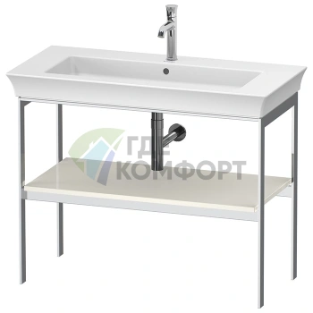 Консоль напольная Duravit White Tulip металлическая, Nordic White HighGloss (760x984x450 мм, с дерев. полкой) (WT45410H4H4) - фото 1