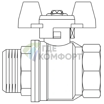 Кран шаровый 1 НВ маховик из алюминия Optibal Oventrop - фото 2