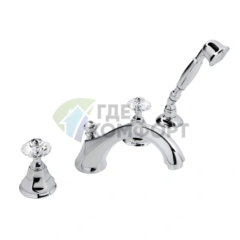 Смеситель для ванны Nicolazzi Teide с ручным душем и хромированными ручками Crystal Handle (1904CR15) - фото 1