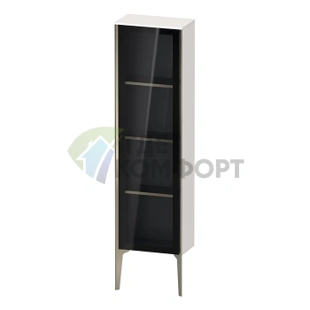 Подвесной шкаф Duravit XViu 1330x400x240 мм со стеклянной дверью и полками, цвет белый глянцевый/шампань мат (XV1365LB122) - фото 1