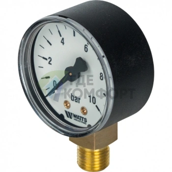 Манометр радиальный 50 мм 1/4, 0-10 бар Watts F+R200