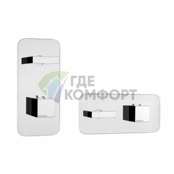Термостат для душа Bossini Rectangular встраиваемый с девиатором (хром) (Z033202.030) - фото 1