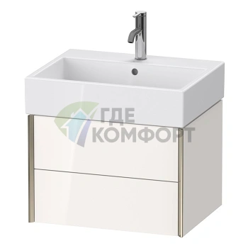 Подвесная тумба Duravit XViu 397x584x454 мм, белый глянцевый/шампань мат, 2 ящика (XV43340B122) - фото 1