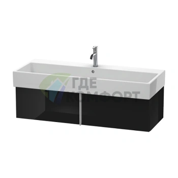 Стильная тумба под раковину Duravit 298×1184×431 мм с выдвижным ящиком, глянцевый черный (VA612904040) - фото 1