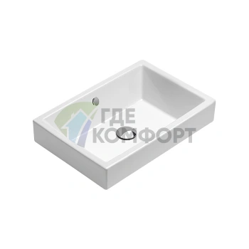 Накладная раковина GSI Kube 50x37 см белого цвета без отверстия под смеситель - фото 1