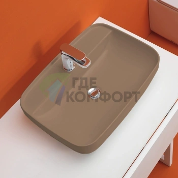Раковина Kerasan Tribeca встраиваемая накладная 60x43 см с отверстием под смеситель, цвет Bruno matt (514288*1 Bruno matt) - фото 1