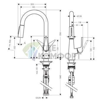 Кухонный смеситель Hansgrohe Talis M51 с вытяжным душем, хром (72815000) - фото 2
