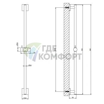 GESSI Rilievo Душевая Штанга Nero XL (59244#299) - фото 2