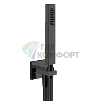 Душевой комплект Gessi Rettangolo: лейка, держатель, шланг 1,5 м, вывод 1/2, цвет Black XL (20123#299) - фото 1