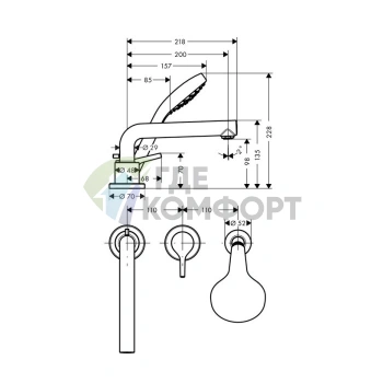 Смеситель для ванны Hansgrohe Talis E с ручным душем, хром (72417000) - фото 2
