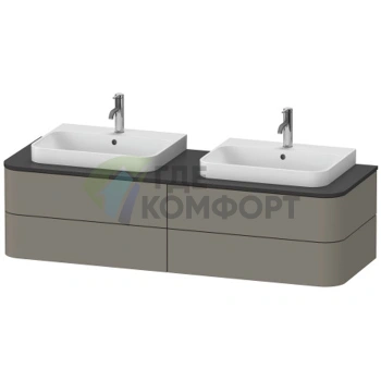 Подвесная тумба Duravit Happy D.2 Plus 408x1600x550 мм с 4 ящиками в цвете Stone Grey Satin Matt (HP4964B9292) - фото 1