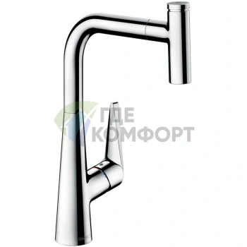 Кухонный смеситель Hansgrohe Talis Select M51 с выдвижным душем и поворотным изливом (72821800) - фото 1