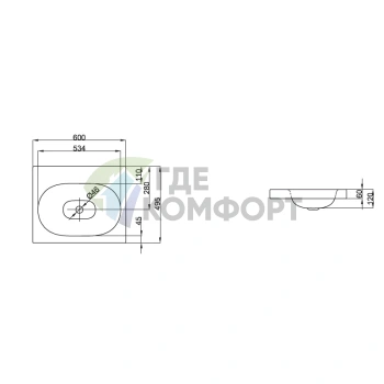 Встраиваемая эмалированная раковина BETTE COMODO 60x49.5x12 см белого цвета (A200-000) - фото 3