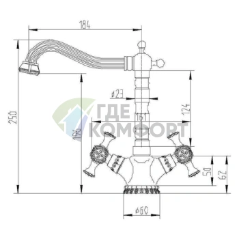 Кухонный смеситель Zorg Antic A 7005K-BR для мойки (бронза) - фото 2
