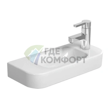 Раковина DURAVIT Happy D2 50х22 см белая с отверстием под смеситель справа без слива-перелива (711500008) - фото 1