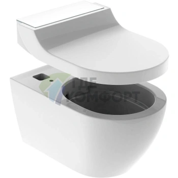 Подвесной унитаз Geberit AquaClean Tuma Comfort с панелью из белого стекла - фото 2
