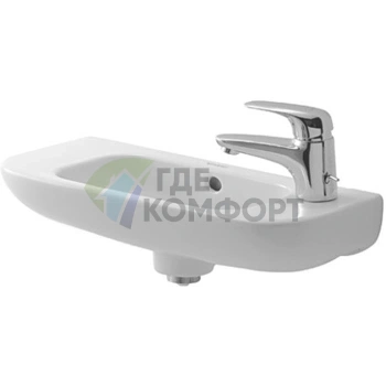 Раковина Duravit D-Code белая с переливом и отверстием под смеситель справа 500x220 мм (7065000082) - фото 3