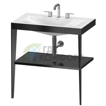 Напольная консоль Duravit XViu с раковиной и полкой, 850x800x480 мм, матовый черный/глянцевый черный (XV4715TB240) - фото 1