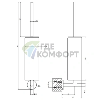 Настенный ершик Gessi Tondo черный XL (63620#299) - фото 2