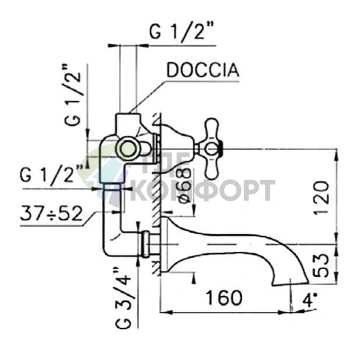 Смеситель Nicolazzi Articoli Vari с выносом 160 мм, цвет бронза (C2503BZ) - фото 2