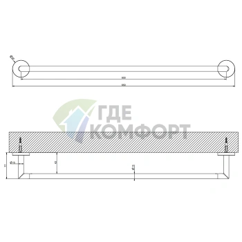 Полотенцедержатель Gessi Tondo 60 см (Finox Brushed Nickel) (63703#149) - фото 2