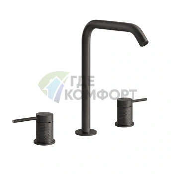Смеситель для раковины GESSI 316 на 3 отверстия с высоким изливом, цвет Brushed Black Metal PVD (54411#707) - фото 1