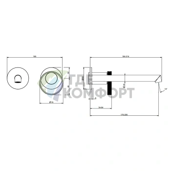 Настенный смеситель Gessi Anello с изливом 194-214 мм, хром (63383#031) - фото 2