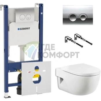 Комплект Roca Meridian с инсталляцией Geberit и шумоизоляцией — всё необходимое для установки - фото 1