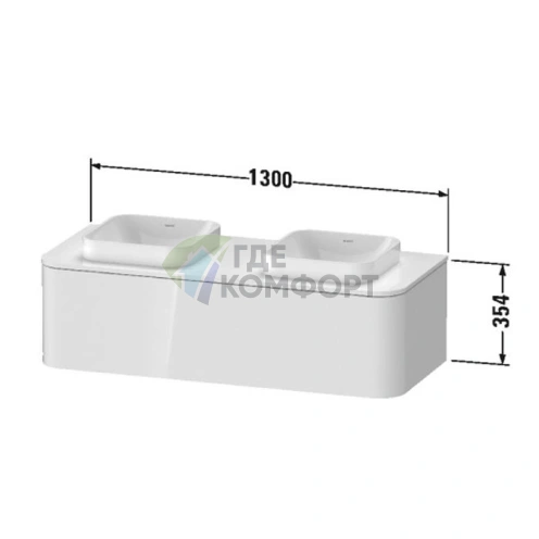 Подвесная тумба Duravit Happy D.2 Plus, белая глянцевая, 1 ящик (HP4943B2222) - фото 2