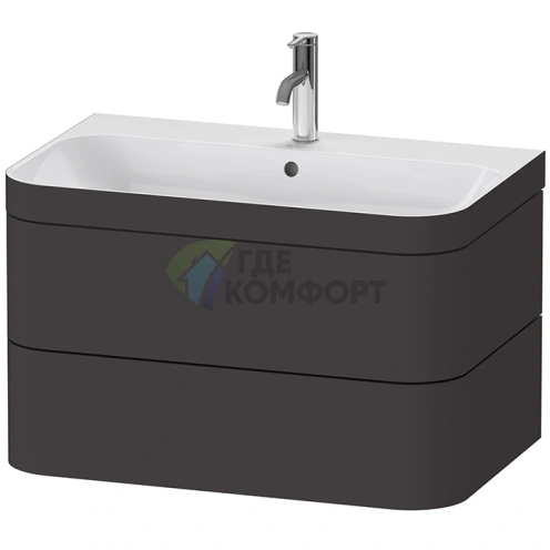 Комплект мебели Duravit Happy D.2 Plus с раковиной биколор графит супермат (HP4637O8080) - фото 1