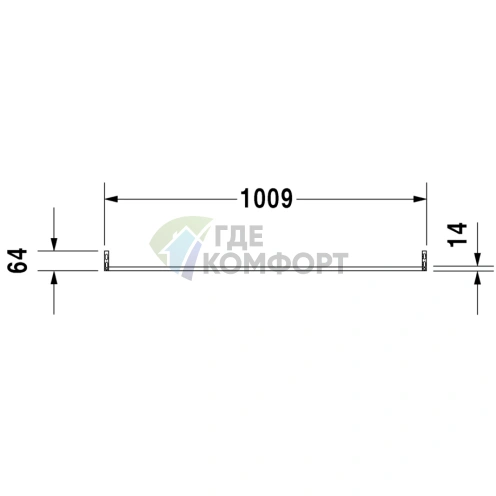 Полотенцесушитель Duravit D-Code квадратный 1009×14 мм хром (30351000) - фото 2
