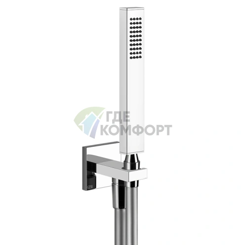 Душевой комплект Gessi Rettangolo с выводом 1/2, держателем и шлангом 1,5 м в хроме (20123#031) - фото 1