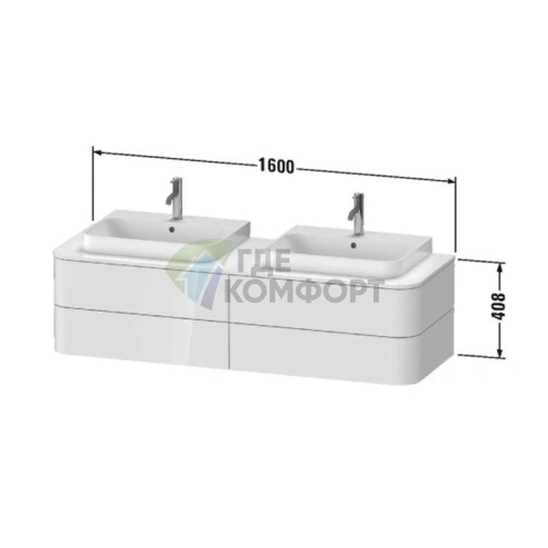 Подвесная тумба Duravit Happy D.2 Plus: 4 вместительных ящика в цвете Nordic White Satin Matt (HP4974B3939) - фото 2