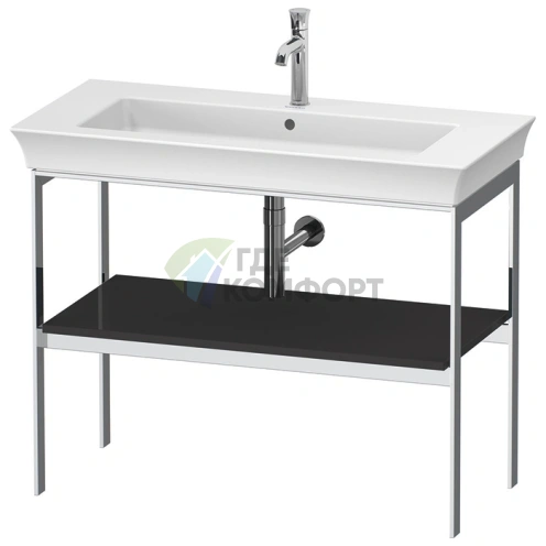 Консоль напольная Duravit White Tulip Graphite HighGloss с деревянной полкой (WT45410H1H1) - фото 1