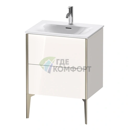 Подвесная тумба Duravit XViu 591x610x480 мм для раковины, 2 ящика, белый глянцевый/шампань мат (XV43000B122) - фото 1