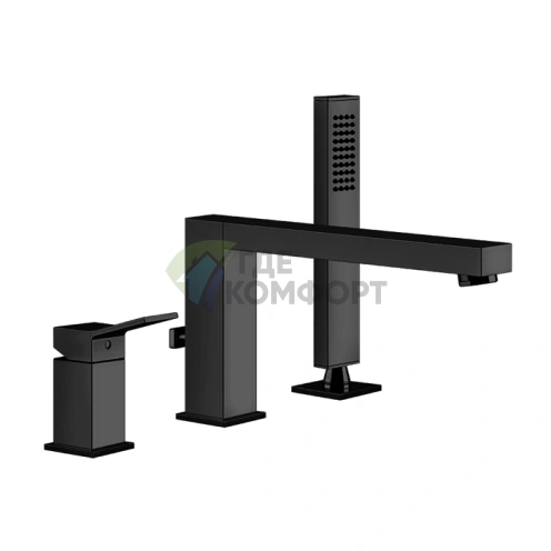 Смеситель для ванны Gessi Rettangolo K с ручным душем и переключателем в изливе, черный (53037#299) - фото 1