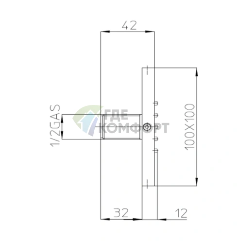 Настенная форсунка Bossini Cubic Flat 10x10 см (гайка/муфта, хром) (I00176.030) - фото 2
