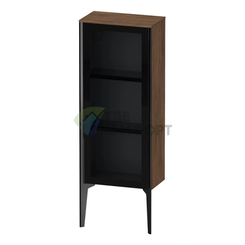 Шкаф подвесной Duravit XViu 890x400x240 мм со стеклянной дверью и полками, цвет walnut dark/черный матовый (XV1360RB221) - фото 1