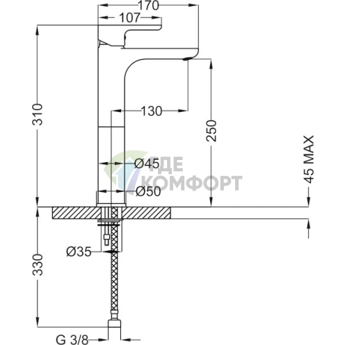 Смеситель для раковины Cezares Dolce LC 01 W0 - фото 4